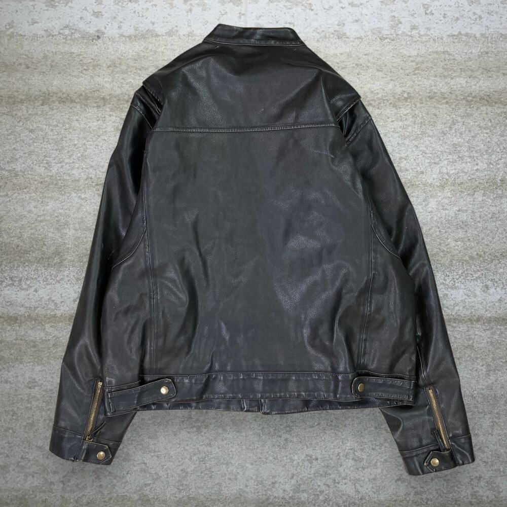 Vintage 90s Arizona Faux Leather Jacket Mens L Mocha Brown Insulated Full Zip - Picture 2 of 9